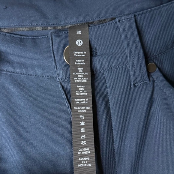 LULULEMON ABC Classic Fit Straight Leg Atheleisure Navy Blue Pant - Picture 9 of 13